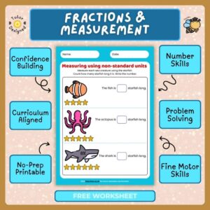 KS1 Maths Fractions & Measurement Worksheets Sea Life Theme